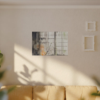 Shoji Screen Canvas Art | Spring Japandi Watercolor Art