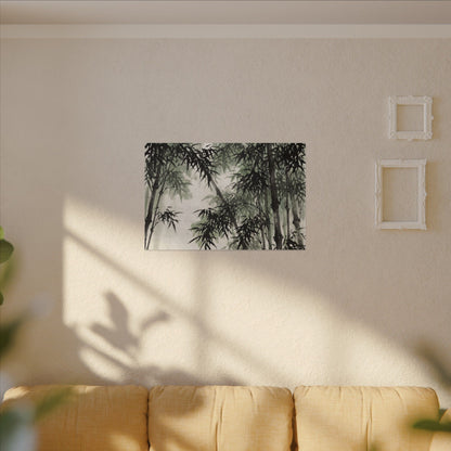 Zen Bamboo Grove in Overcast | Sumi E Canvas Art