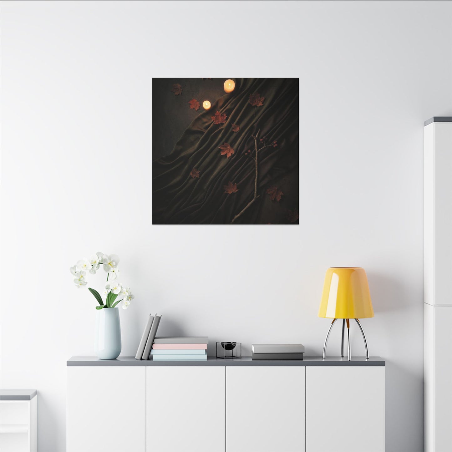 Autumn Silk Drape Moody Minimal Canvas Art | Moody Decor