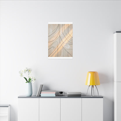Shoji Screen Minimal Line Canvas Art | Warm Japandi Art