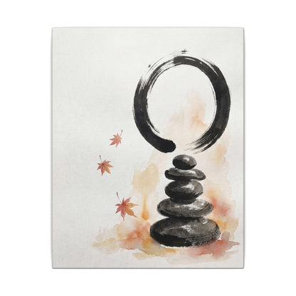 River Stones Canvas Art | Autumn Zen Enso Art