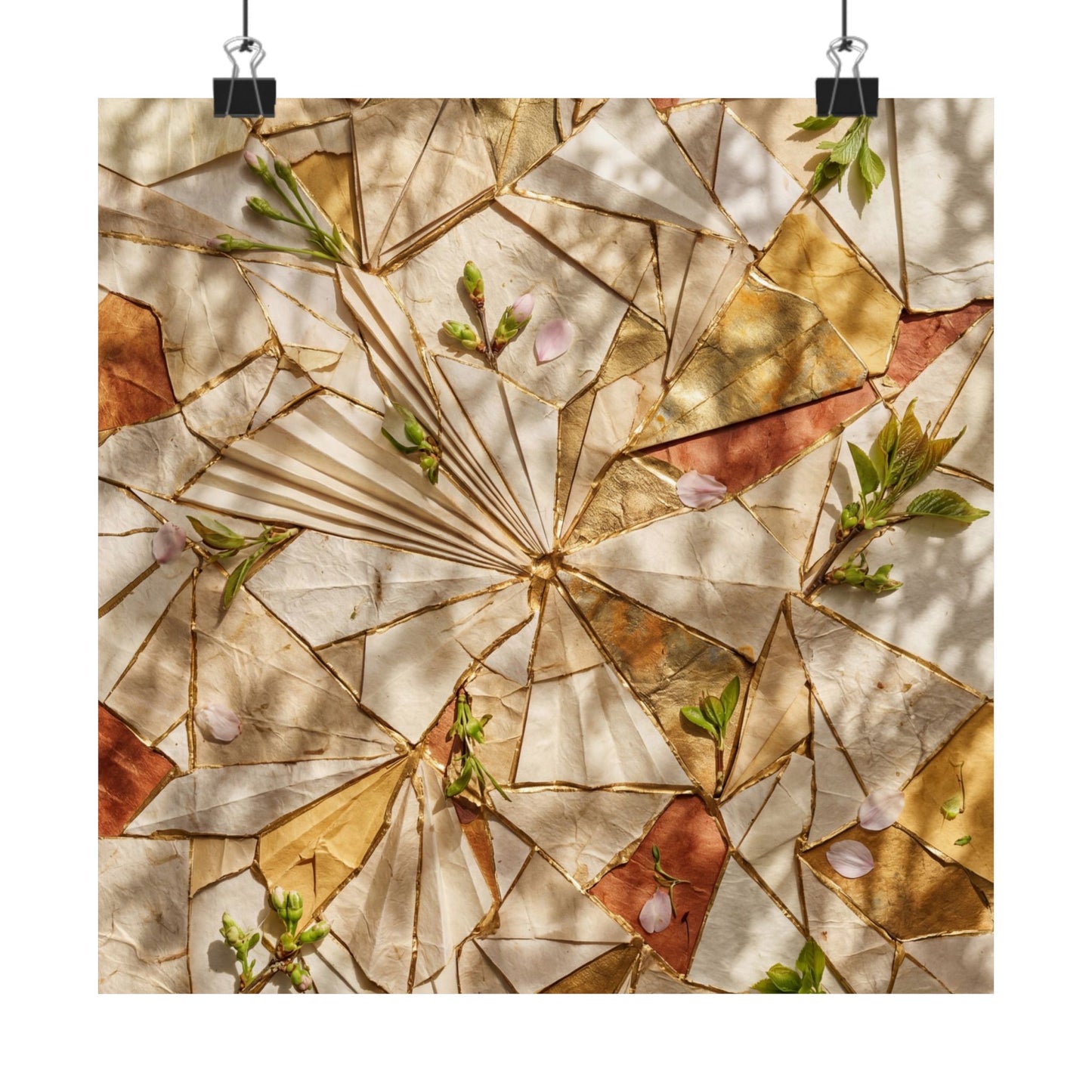 Artful Paper Fold Wall Art Print - Gold Repair Kintsugi Art Print