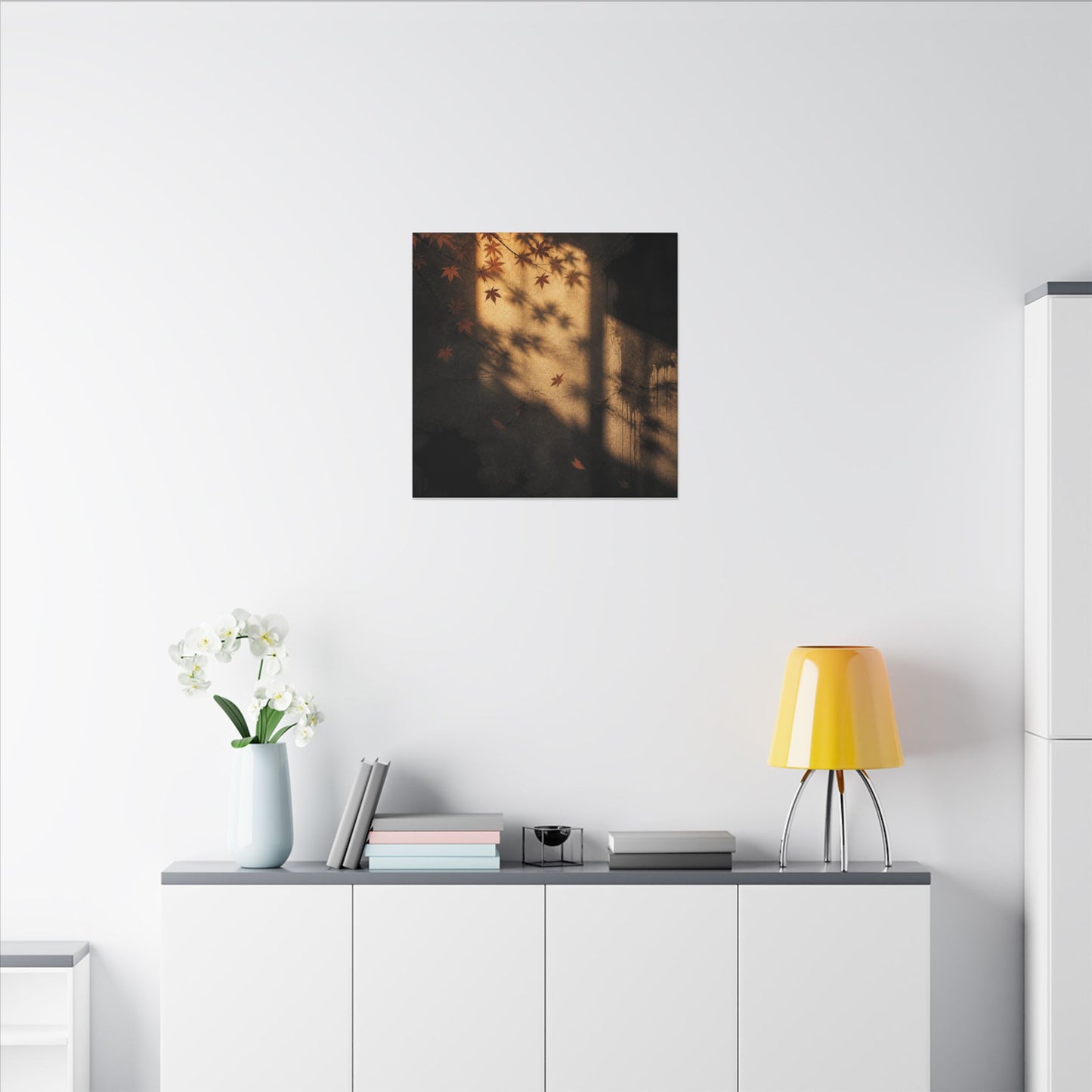 Shadow Play Canvas Art | Autumn Dark Japandi Charcoal Ink Art