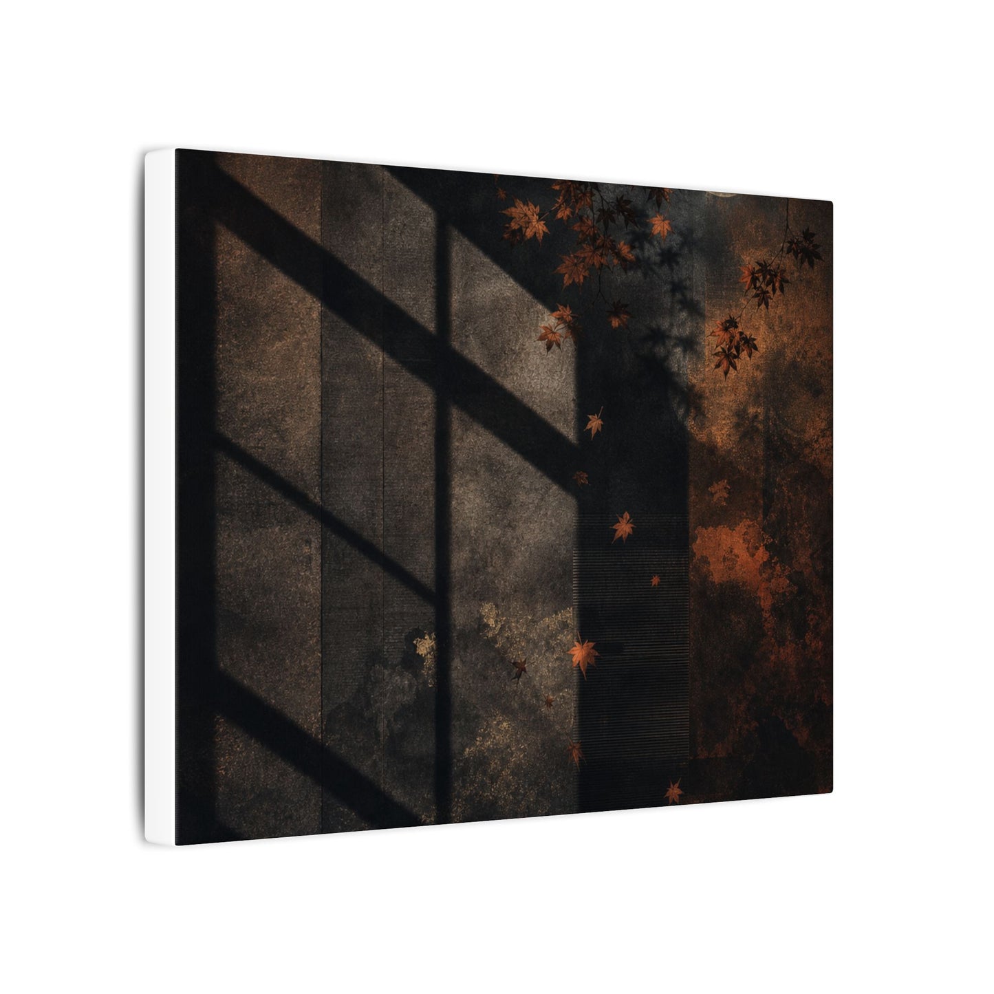 Sophisticated Shadow Play Canvas Art - Dark Texture Dark Japandi