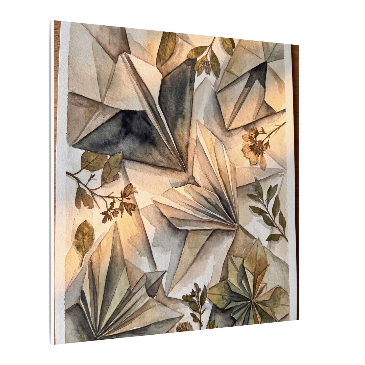 Golden Hour Paper Fold Canvas Art - Japandi Seijaku