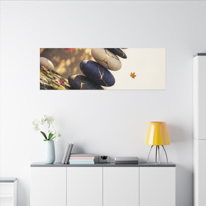 Ma River Stones Canvas Art - Kintsugi Gold Vein
