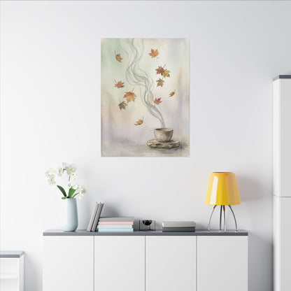 Incense Smoke Canvas Art | Autumn Japandi Watercolor Art