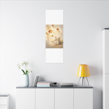 Japandi Paper Fold in Golden Hour | Watercolor Canvas Art