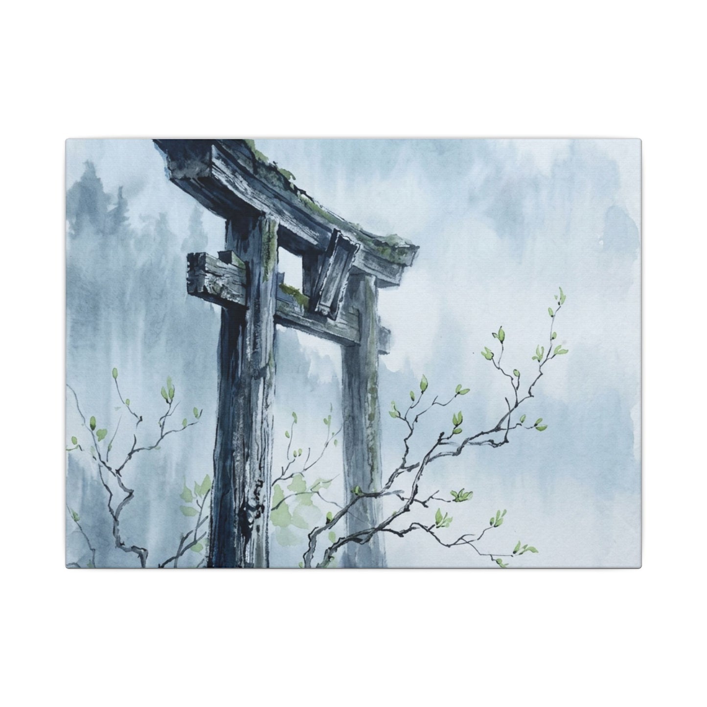 Torii Gate Canvas Art | Spring Zen Sumi E Art Art Print