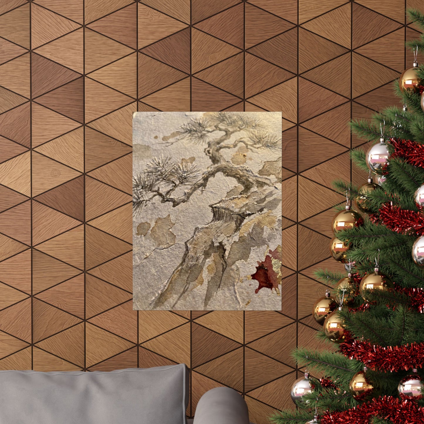 Pine Tree Winter Wall Art Print | Japandi Elegant Design