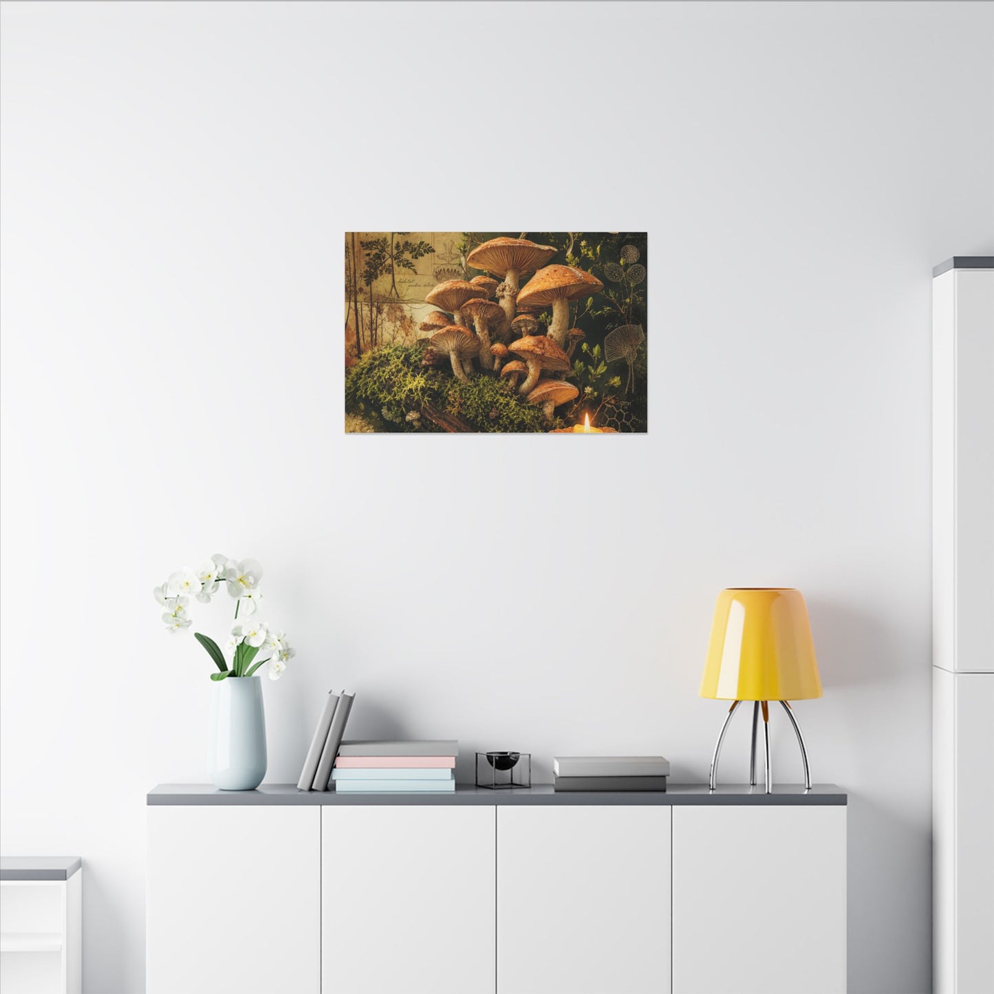 Spring Wild Mushrooms Herbarium Canvas Art | Earthy Decor