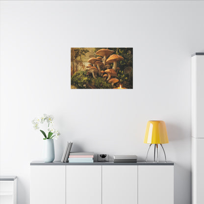 Spring Wild Mushrooms Herbarium Canvas Art | Earthy Decor
