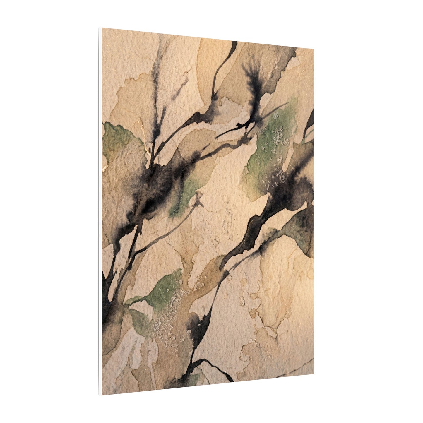 Japandi Shadow Play in Golden Hour | Watercolor Canvas Art