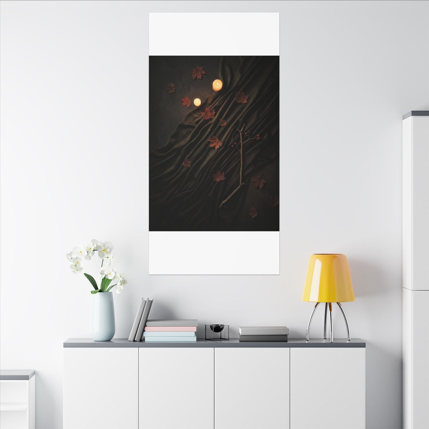 Autumn Silk Drape Moody Minimal Canvas Art | Moody Decor