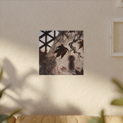 Shoji Screen Autumn Canvas Art | Dark Japandi Atmospheric Design