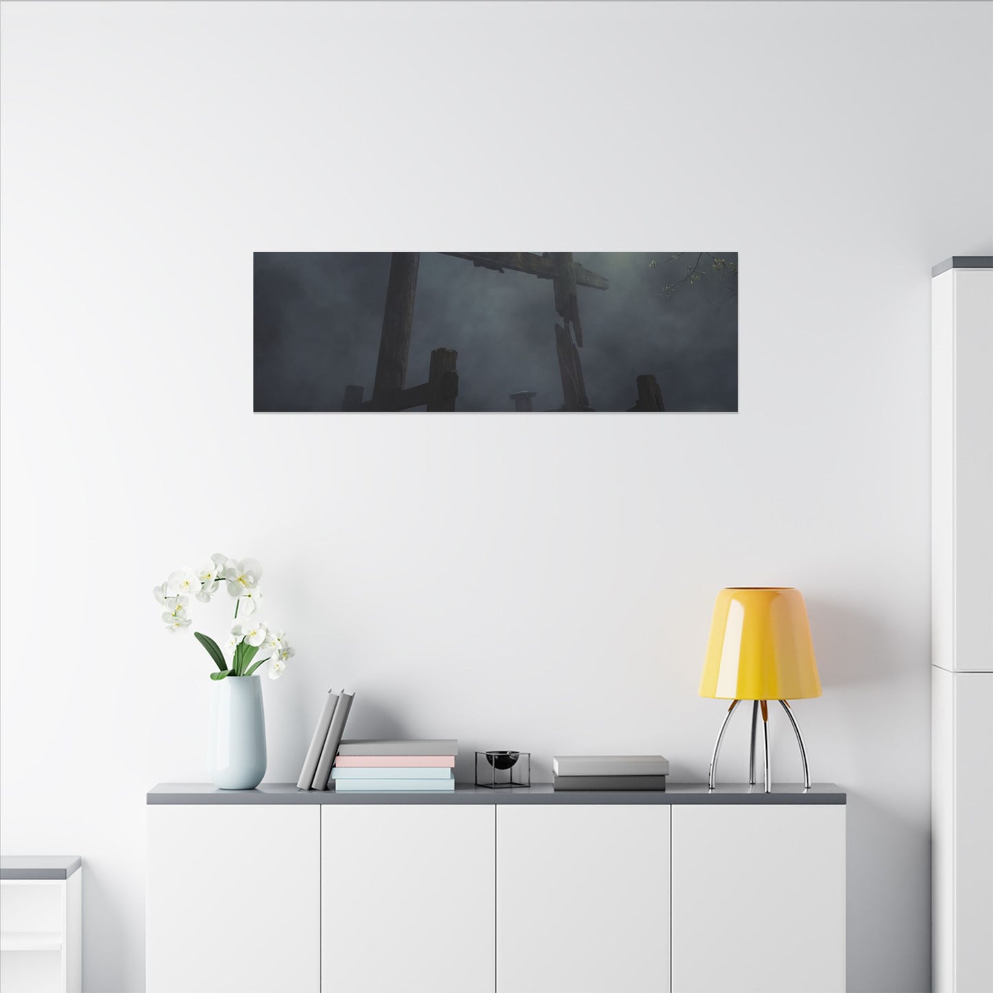 Dark Japandi Torii Gate in Dappled | Moody Minimal Canvas Art
