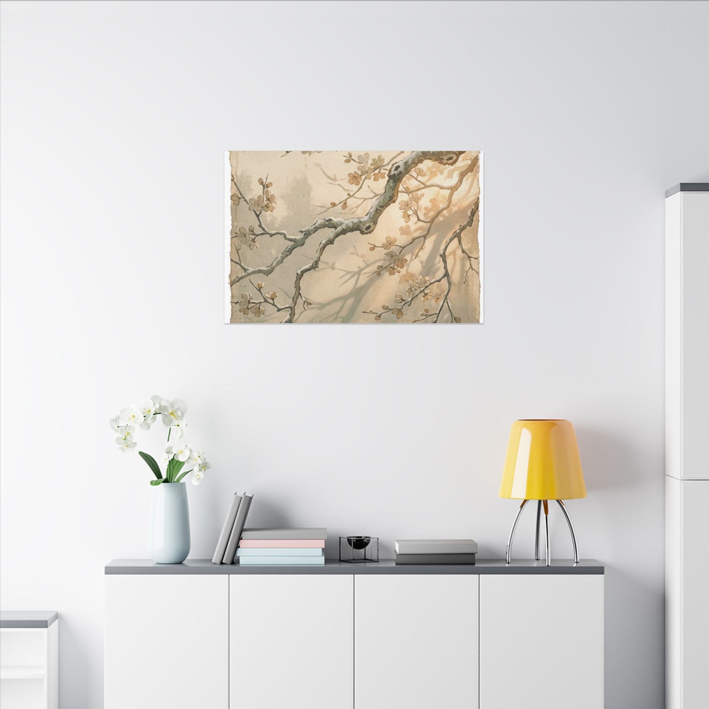 Cherry Blossom Canvas Art | Winter Japandi Japanese Pattern Art