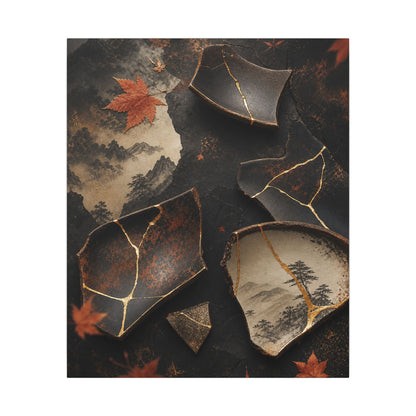 Broken Pottery Gold Vein Canvas Art | Philosophical Kintsugi Art