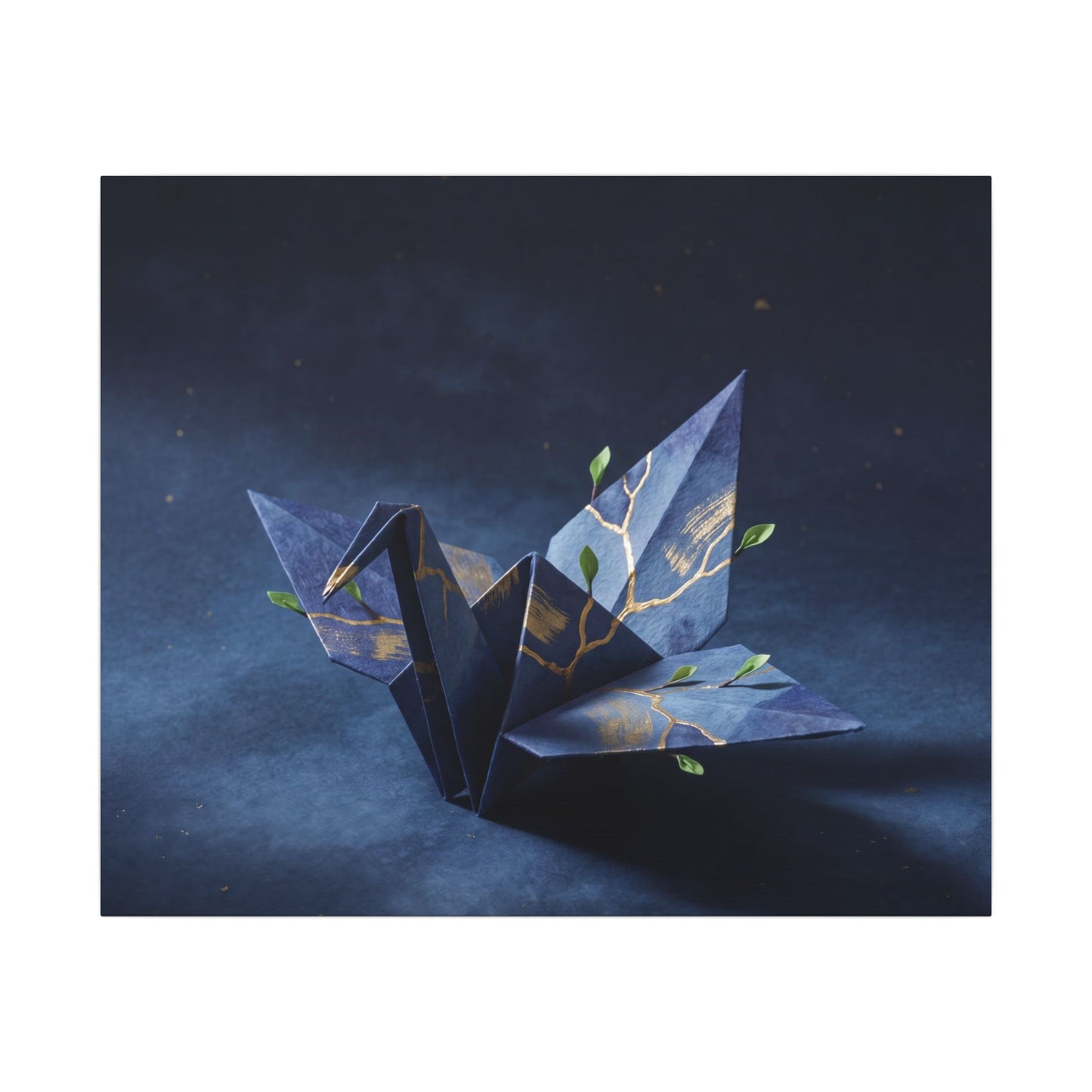 Kintsugi Paper Fold in Moonlight | Crackle Gold Canvas Art