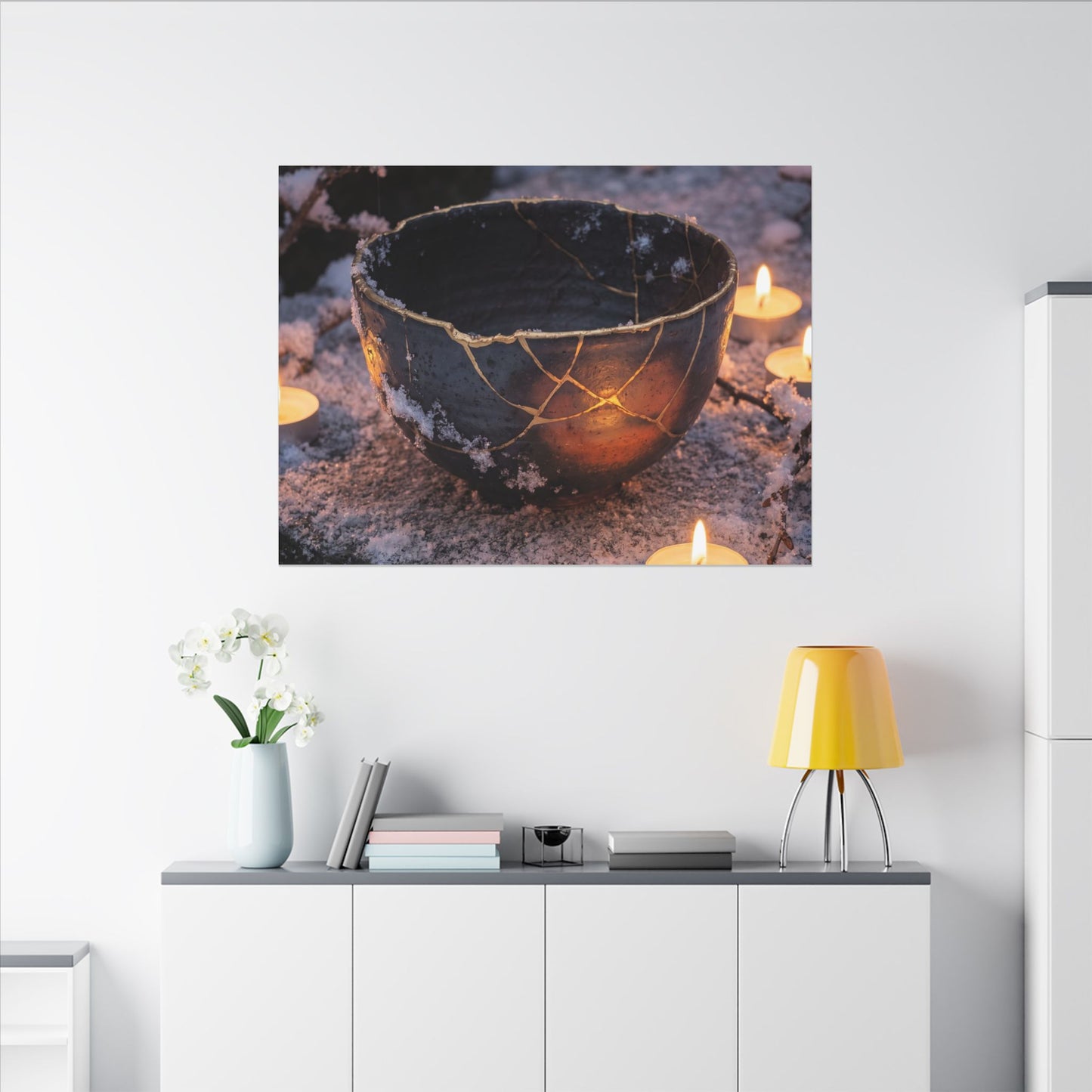 Ceramic Bowl Gold Repair Canvas Art | Beautiful Kintsugi Art