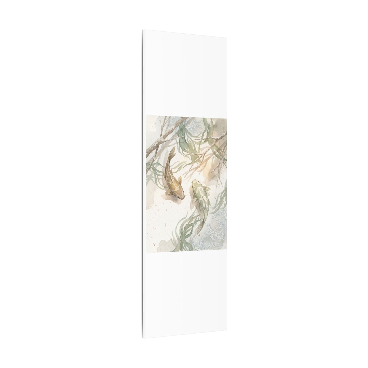 Koi Pond Canvas Art | Winter Japandi Watercolor Art