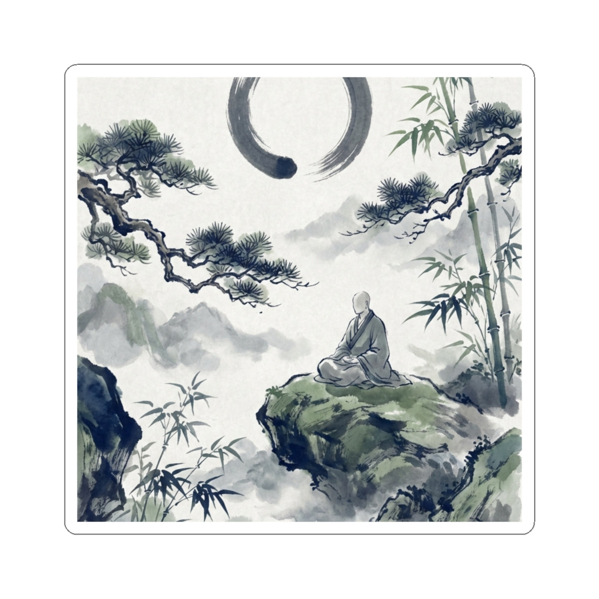 Zen Sumi-e Sticker Art Print