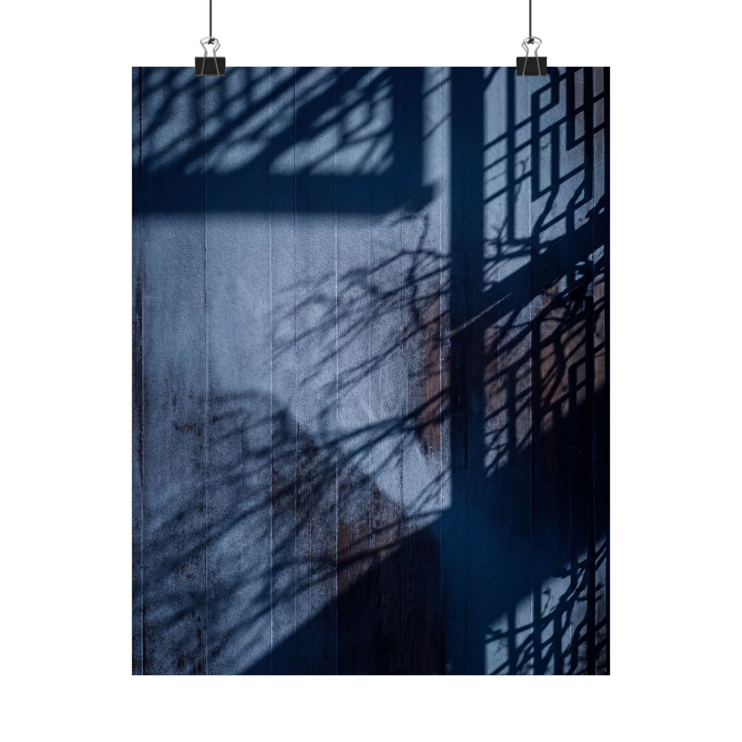 Sophisticated Shadow Play Wall Art Print - Moody Minimal Dark Japandi