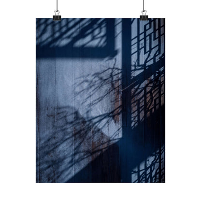 Sophisticated Shadow Play Wall Art Print - Moody Minimal Dark Japandi