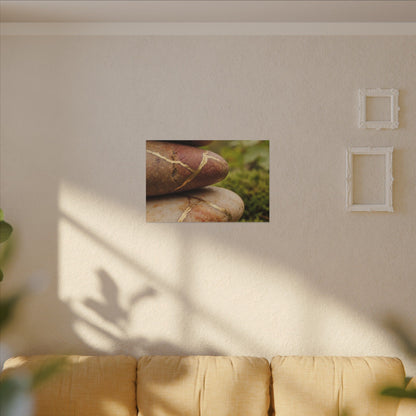 River Stones Summer Canvas Art | Kintsugi Healing Design