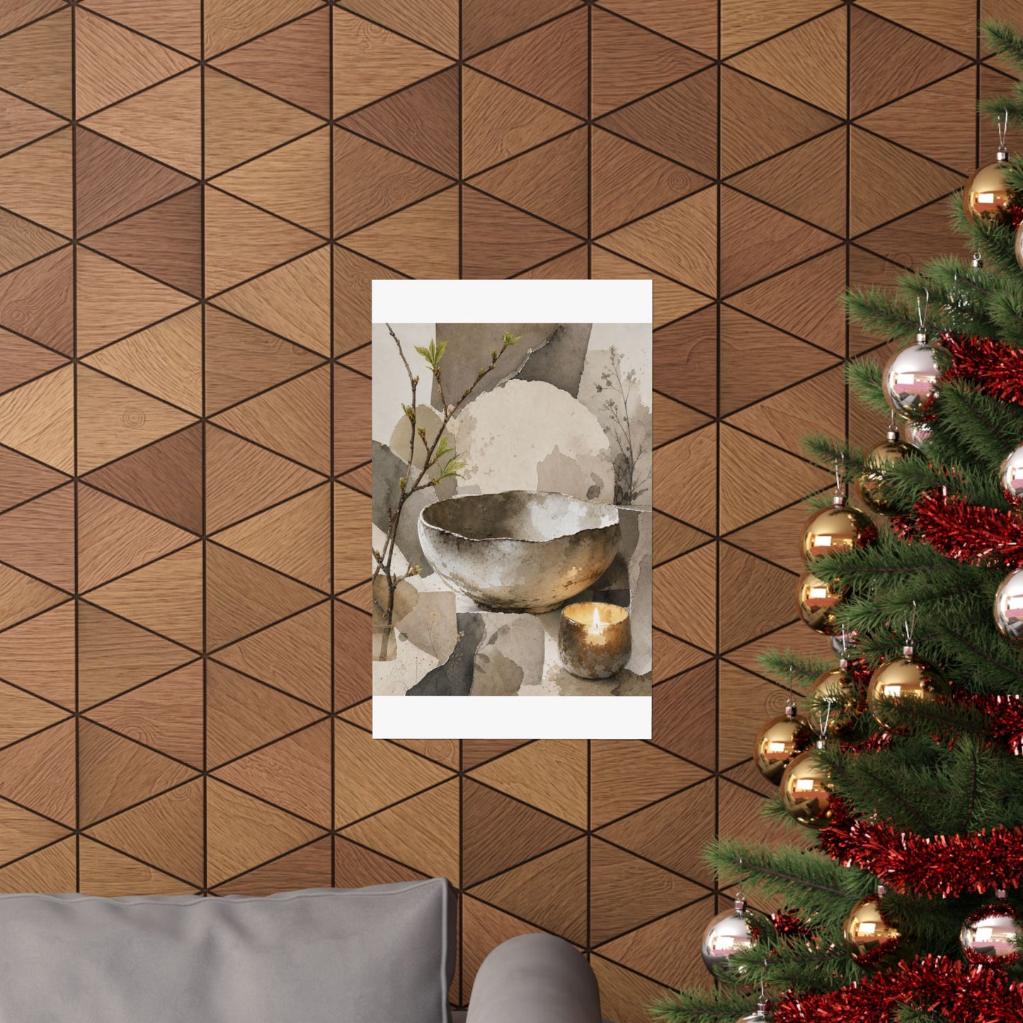 Candlelight Ceramic Bowl Wall Art Print - Japandi Fukinsei