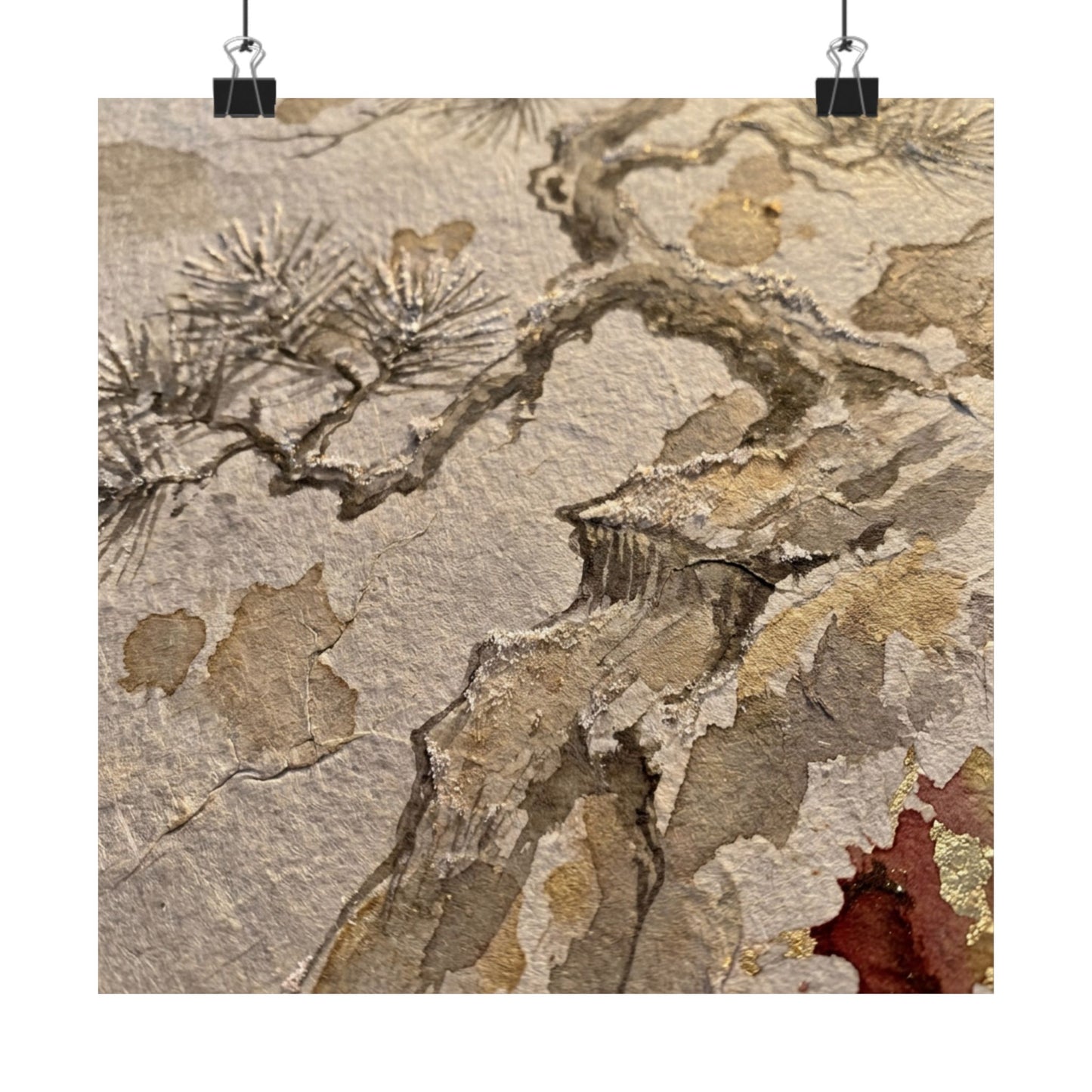 Pine Tree Winter Wall Art Print | Japandi Elegant Design