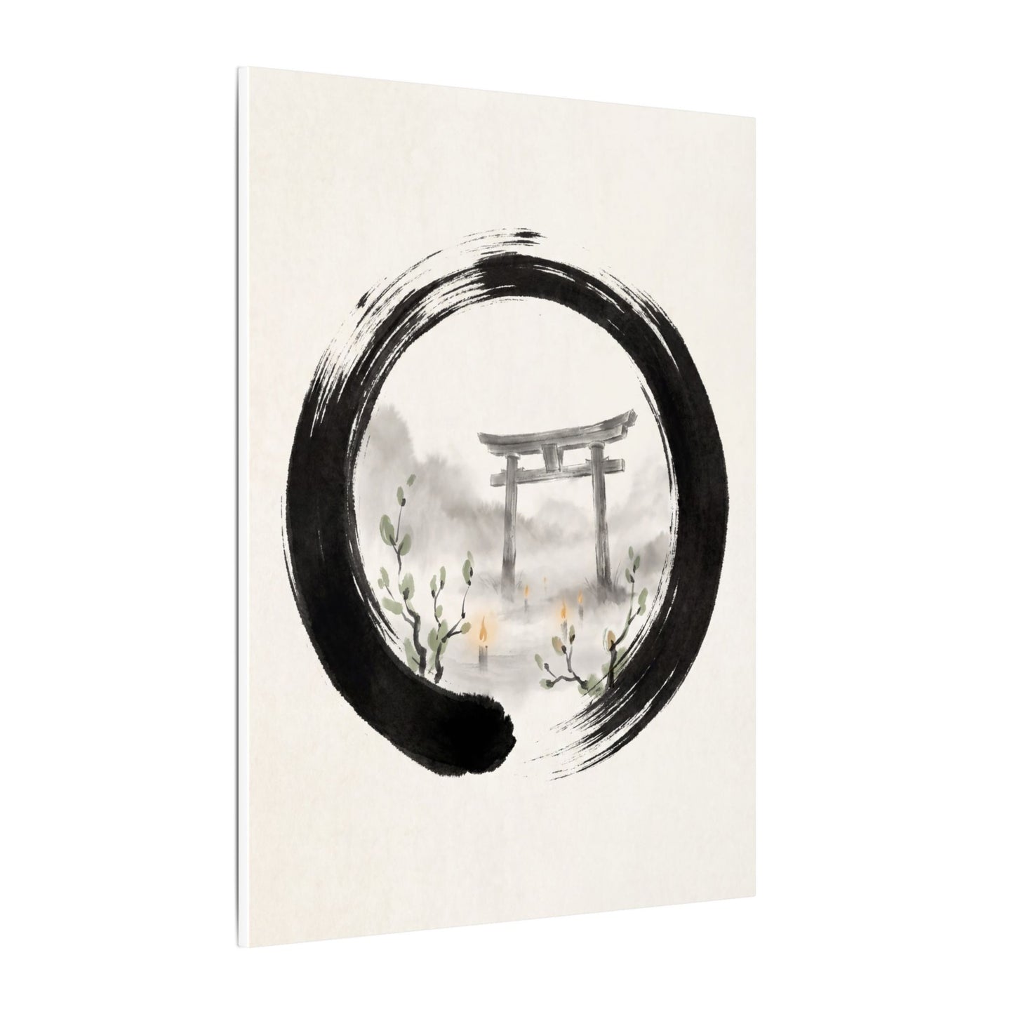 Spring Torii Gate Enso Canvas Art | Tranquil Decor