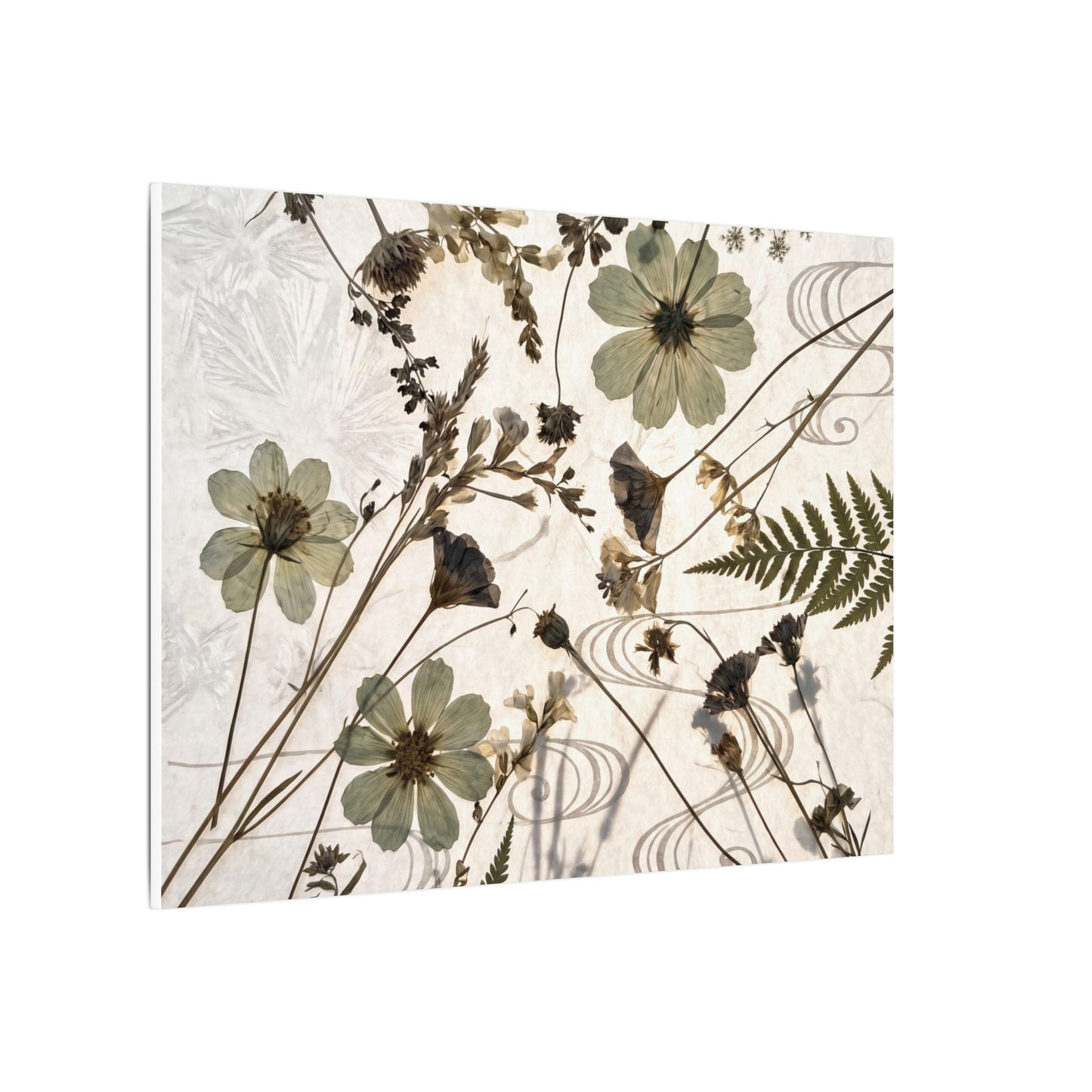 Japandi Dried Flowers in Golden Hour | Japanese Pattern Canvas Art