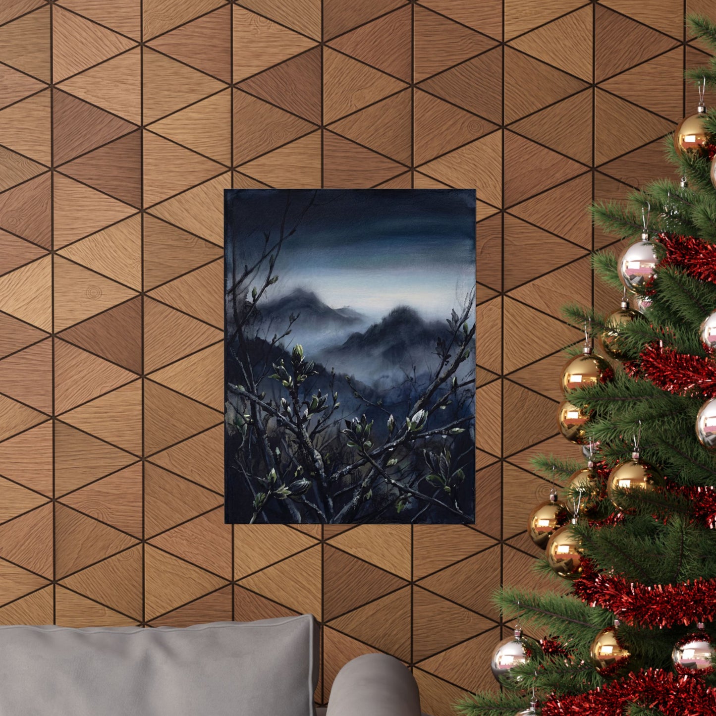 Mountain Mist Wall Art Print | Spring Dark Japandi Dark Texture Art