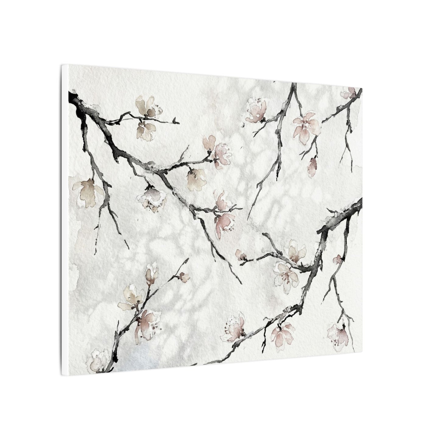 Cherry Blossom Canvas Art | Winter Japandi Watercolor Art