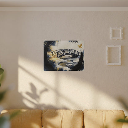Winter Wooden Bridge Enso Canvas Art | Serene Decor