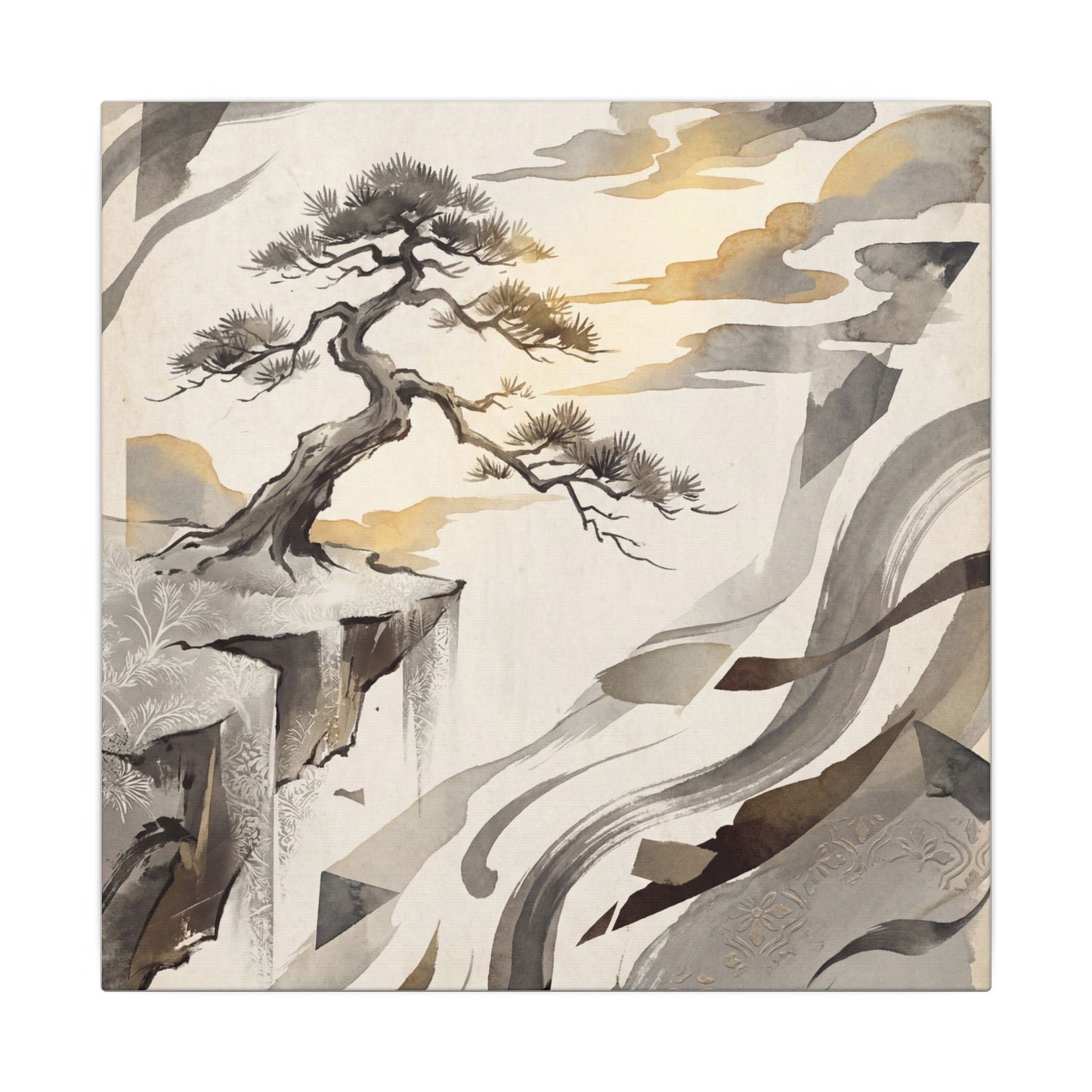 Golden Hour Pine Tree Canvas Art - Japandi Seijaku