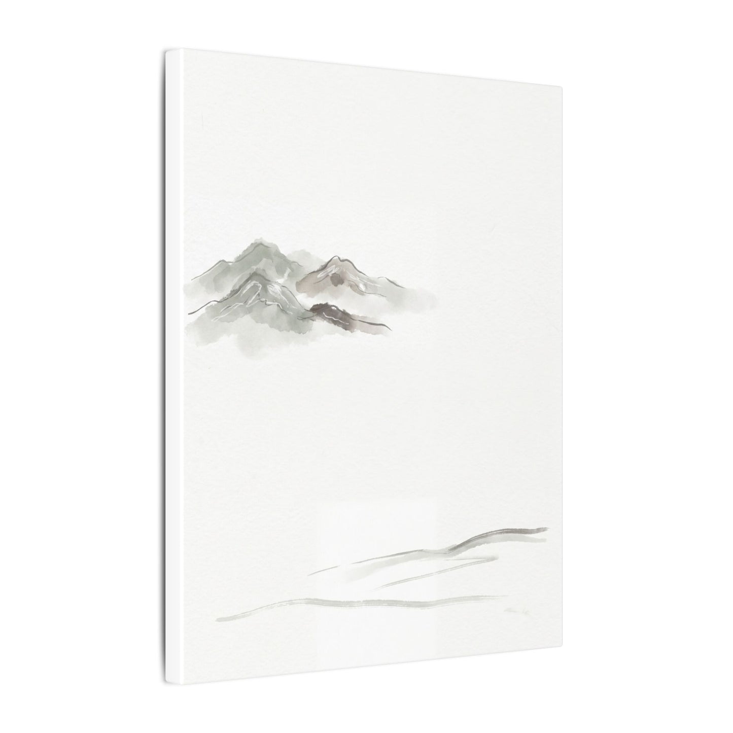Winter Mountain Mist Minimal Line Canvas Art | Elegant Decor