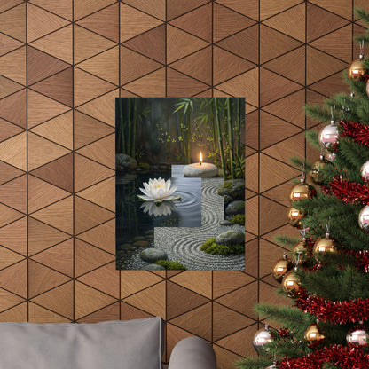 Kanso Lotus Flower Wall Art Print - Zen Karesansui