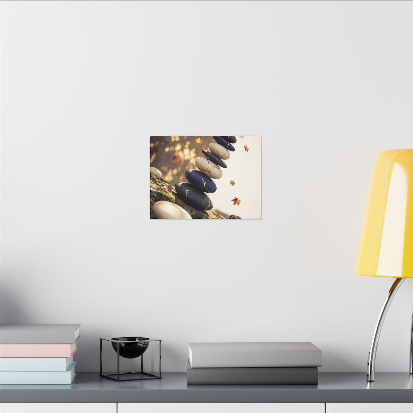 Ma River Stones Canvas Art - Kintsugi Gold Vein