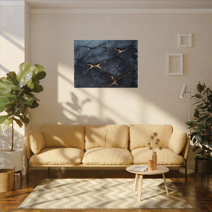 Mono No Aware Cracked Earth Canvas Art - Dark Japandi Charcoal Ink