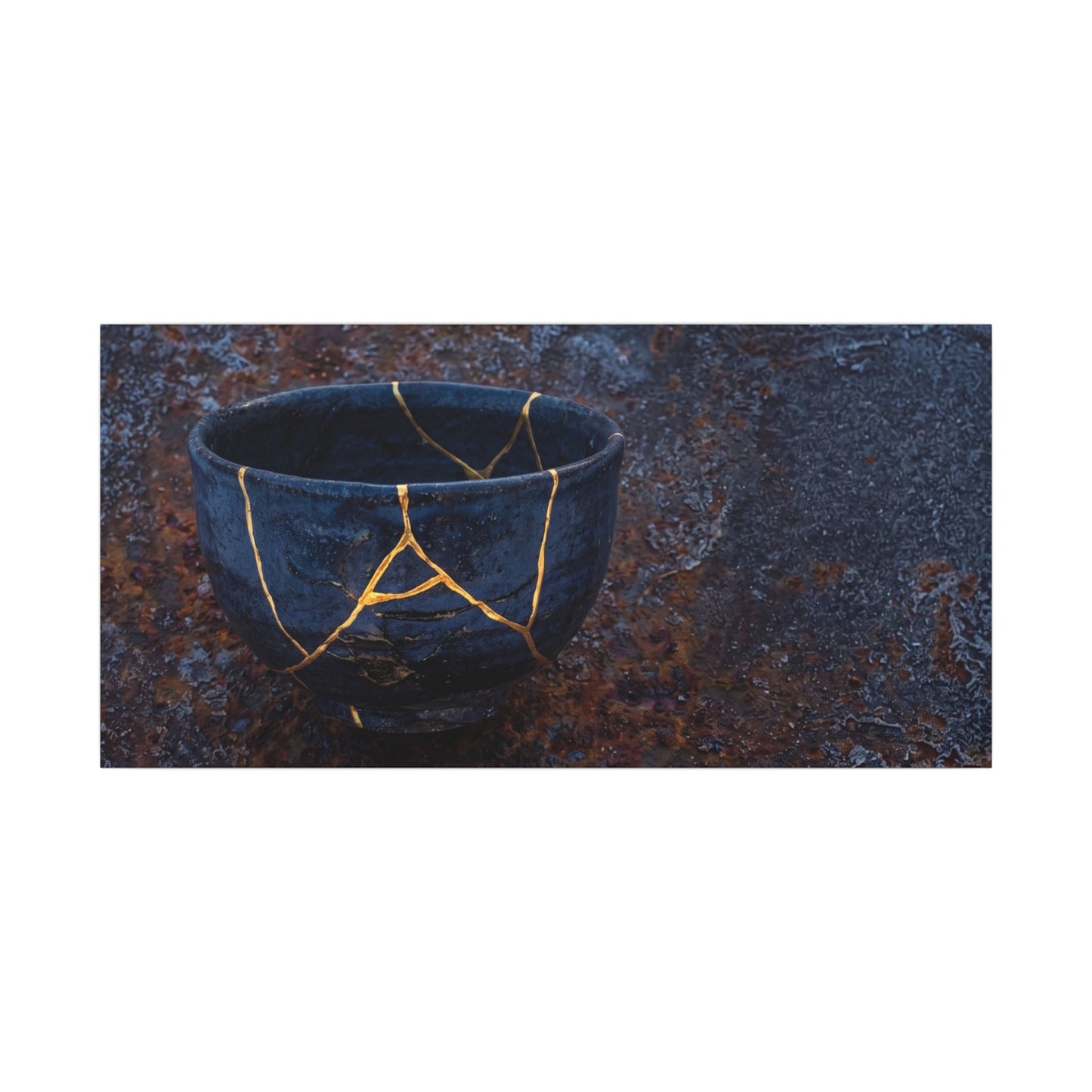 Rust Patina Winter Canvas Art | Kintsugi Healing Design