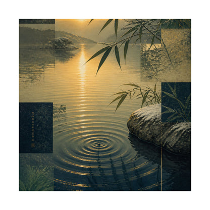 Winter Water Ripple Ukiyo E Inspired Wall Art Print | Tranquil Decor