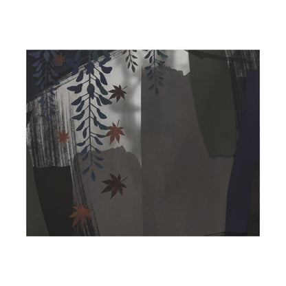 Wisteria Autumn Canvas Art | Dark Japandi Moody Design