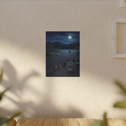 Kintsugi Moonlit Garden in Moonlight | Gold Repair Canvas Art