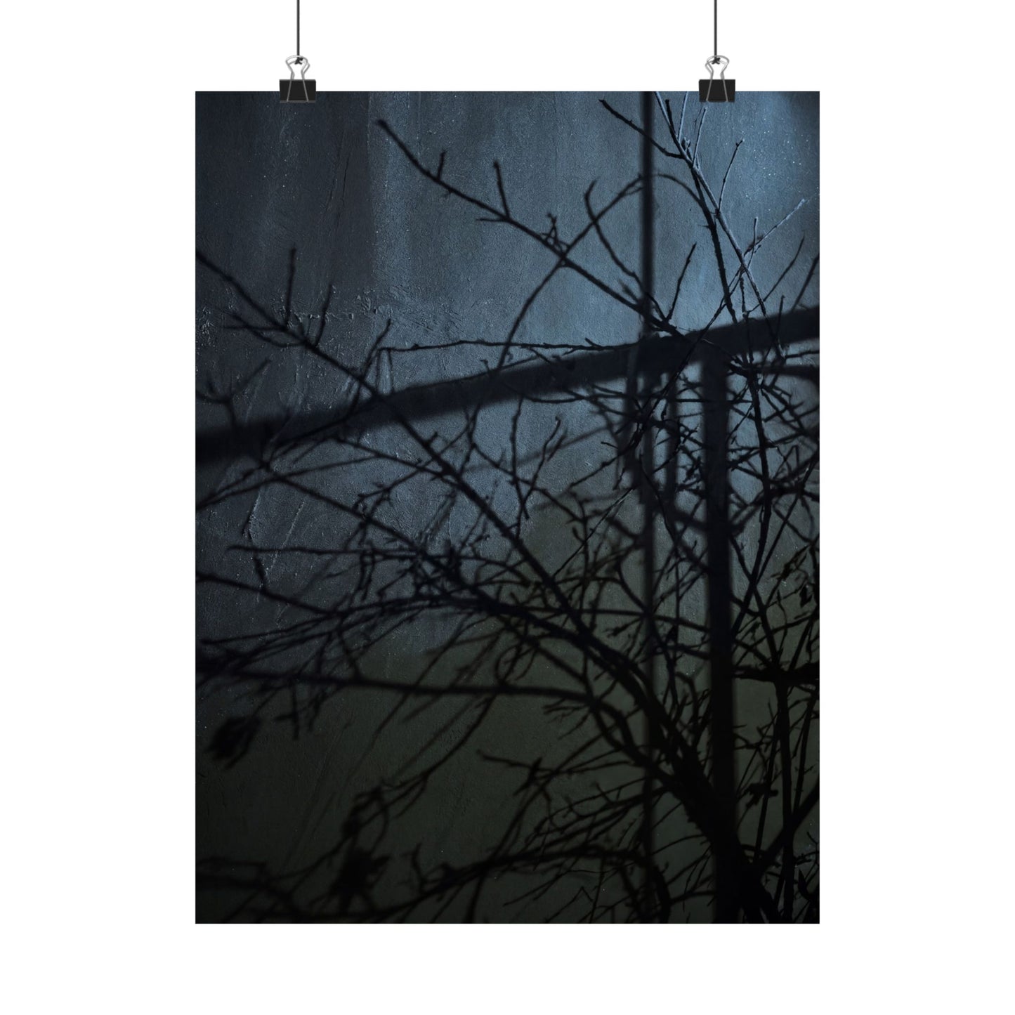 Shadow Play Winter Wall Art Print | Dark Japandi Luxurious Design