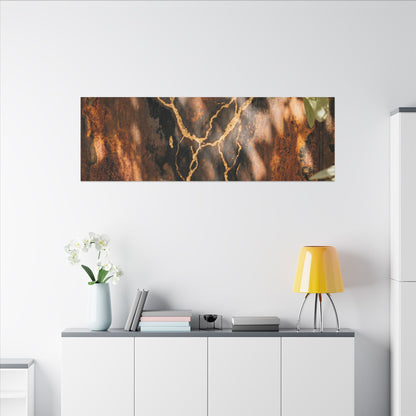 Kanso Rust Patina Canvas Art - Kintsugi Gold Vein