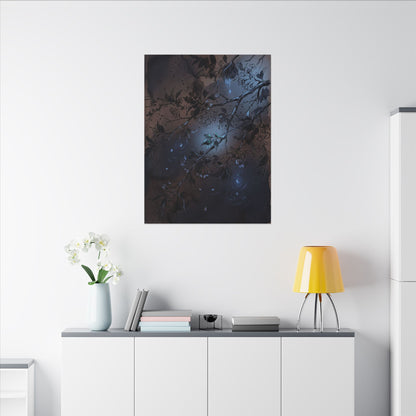 Bold Cherry Blossom Canvas Art - Charcoal Ink Dark Japandi
