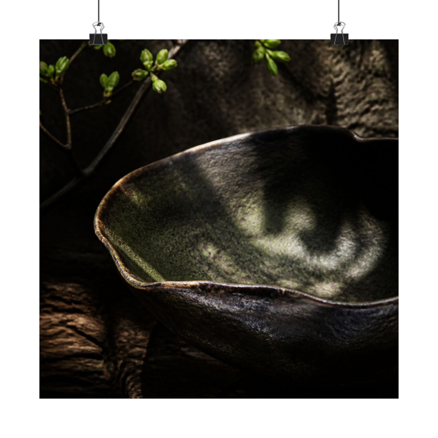 Dappled Ceramic Bowl Wall Art Print - Dark Japandi Fukinsei
