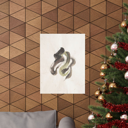 Cozy Ink Brushstroke Wall Art Print - Japanese Pattern Japandi